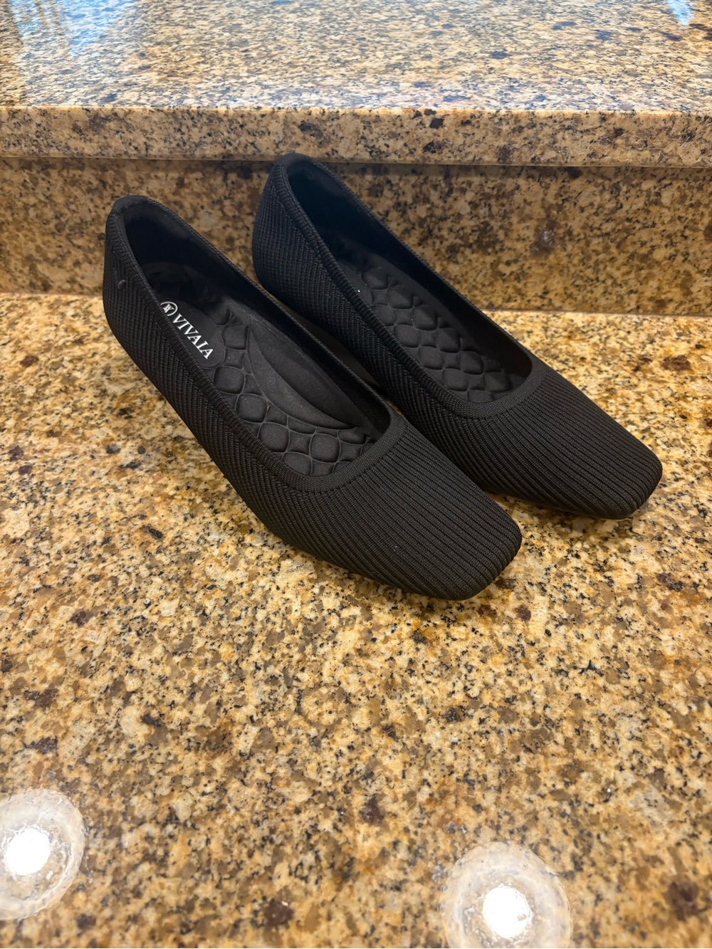 Vivaia Margot Square-toe Wedge Black Heels 39.5 8.5 EUC
